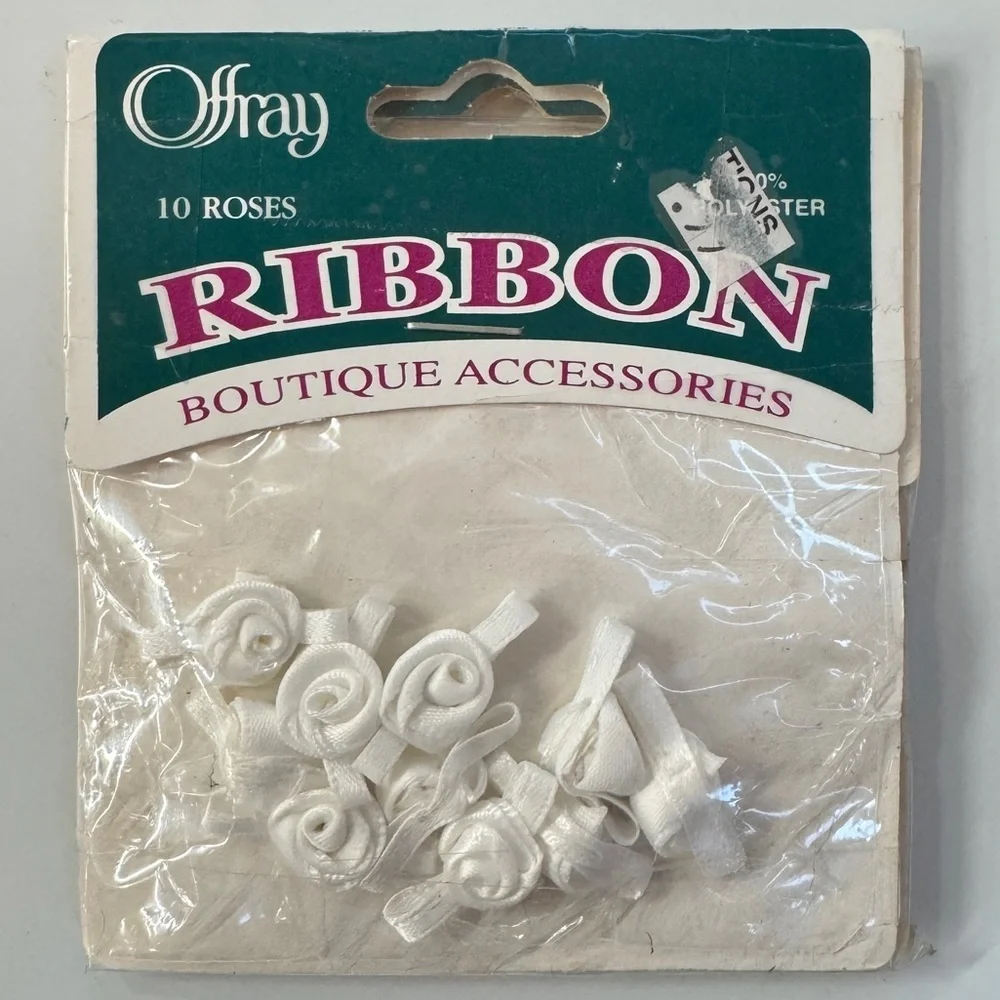 Offray Ribbon Boutique Accessories 10 Roses White - Picture 3 of 4